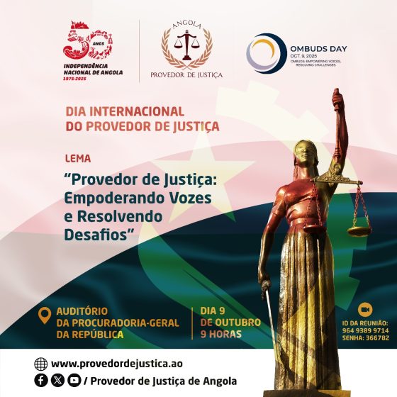 O futuro constrói-se com justiça e inclusão! Junte-se a nós na comemoração do Dia Internacional do Provedor de Justiça.